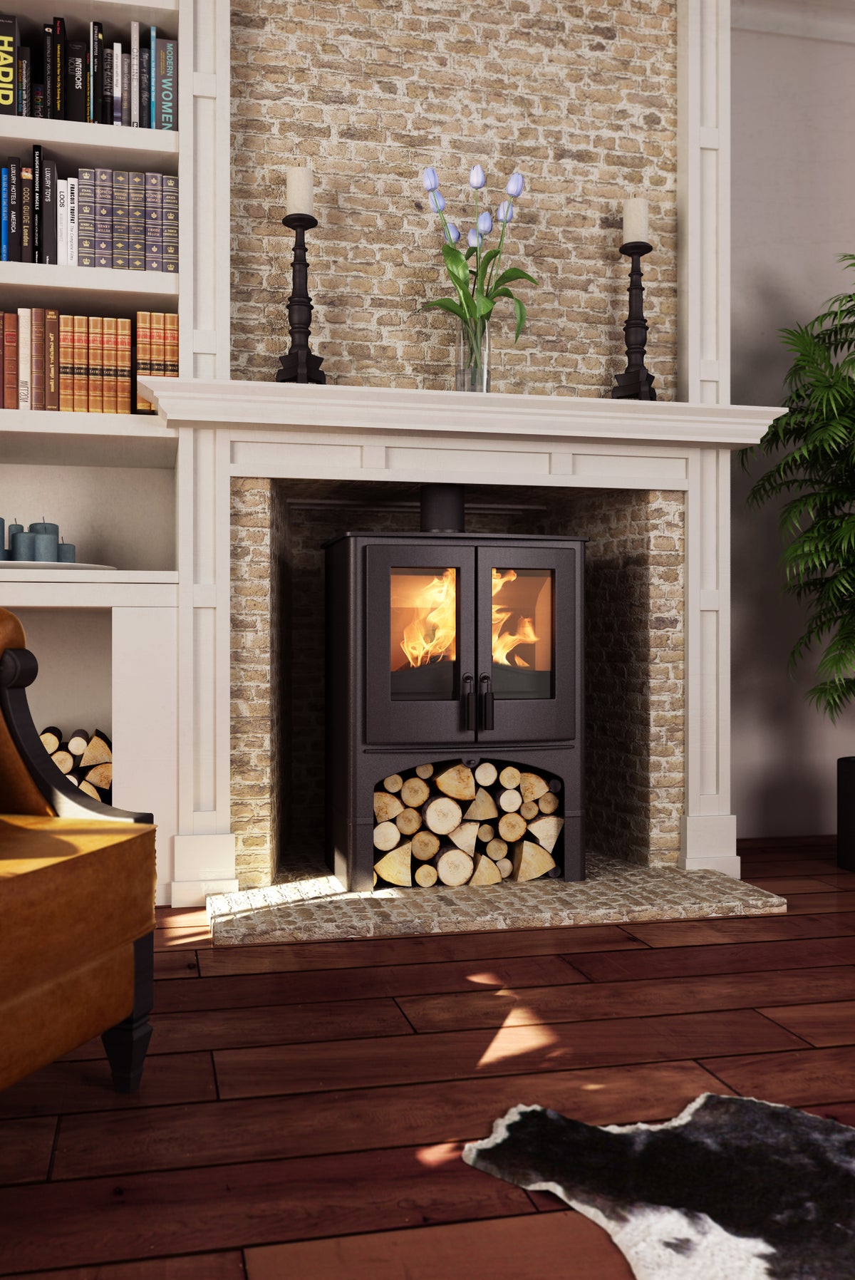 Nordic Fire LODGE met houtvak